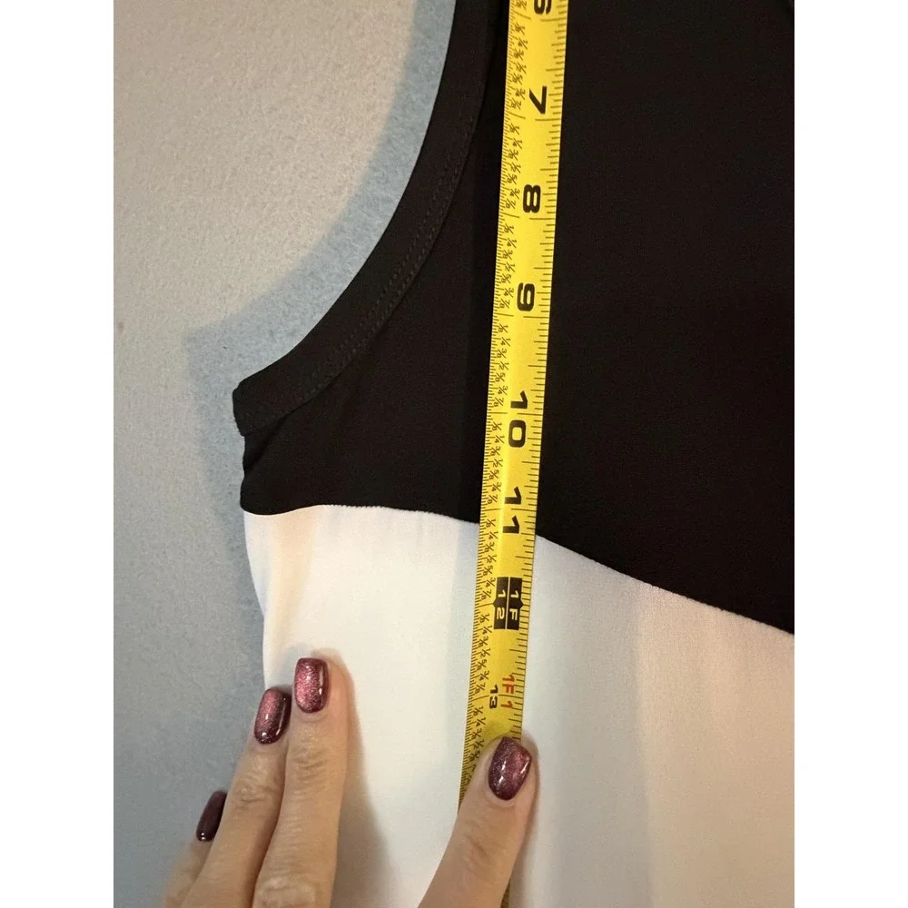 Calvin Klein Dress Womens L Black White Colorblock Tank Maxi Jersey Lined